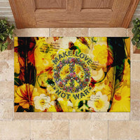 Make Love Not War Rubber Doormat Hippie Flower Power Revolution