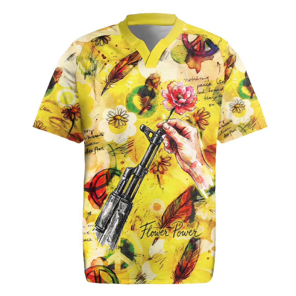 Make Love Not War Rugby Jersey Hippie Flower Power Revolution
