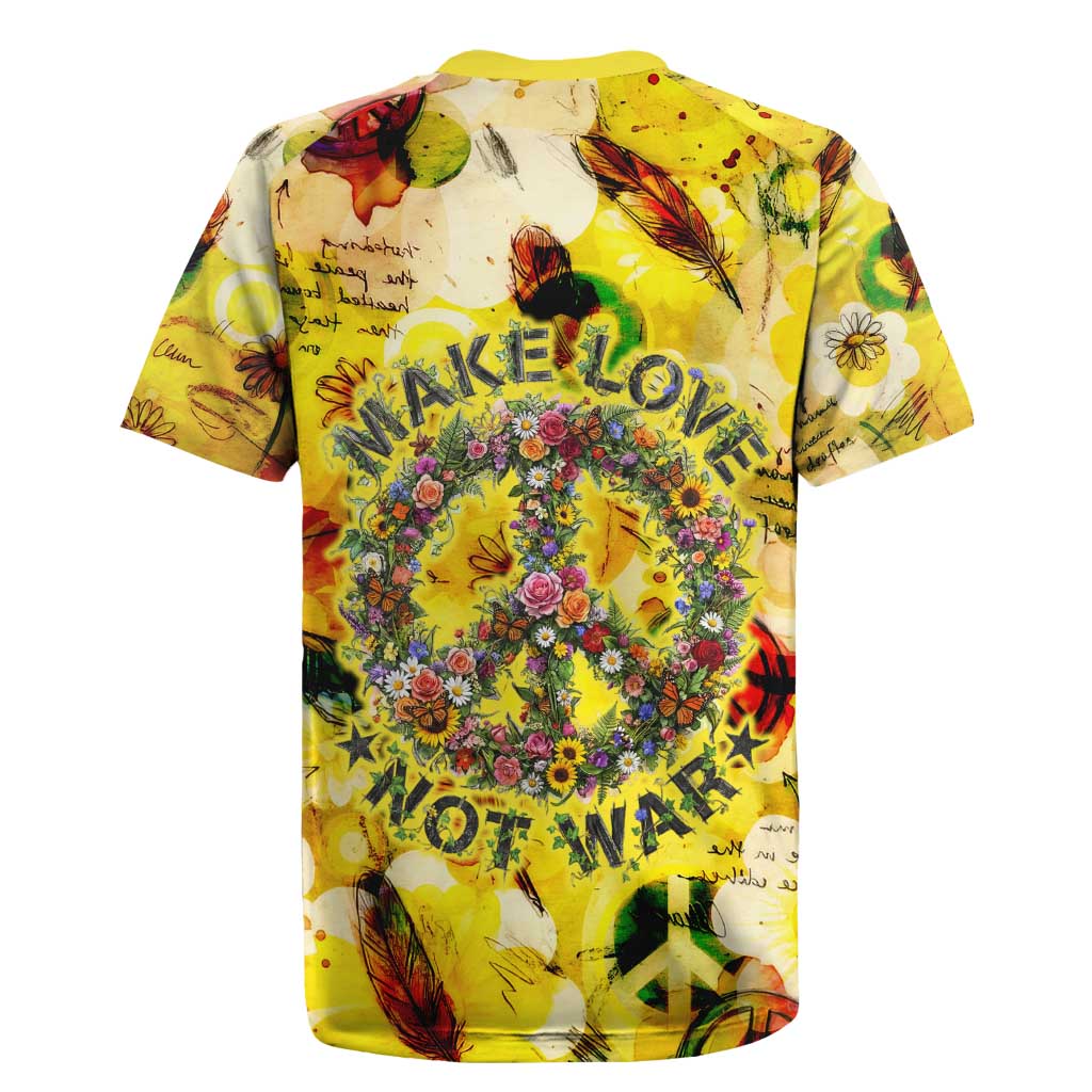 Make Love Not War Rugby Jersey Hippie Flower Power Revolution