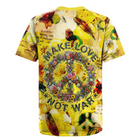 Make Love Not War Rugby Jersey Hippie Flower Power Revolution