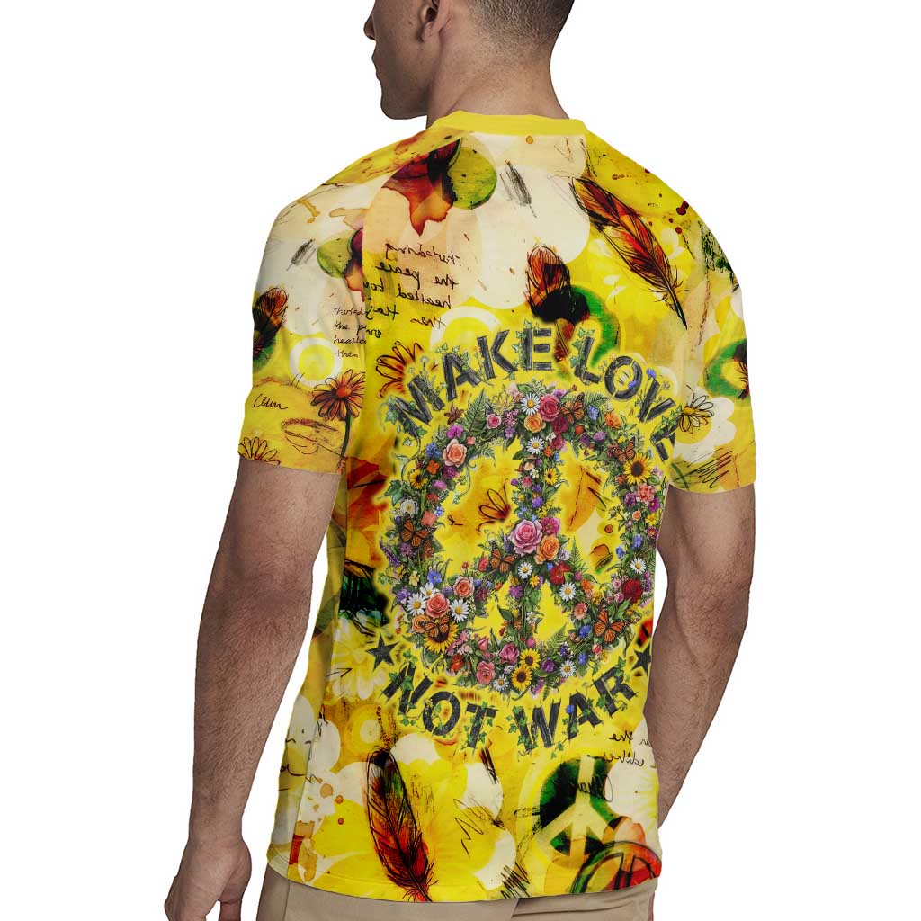 Make Love Not War Rugby Jersey Hippie Flower Power Revolution