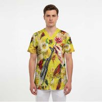 Make Love Not War Scrub Top Hippie Flower Power Revolution
