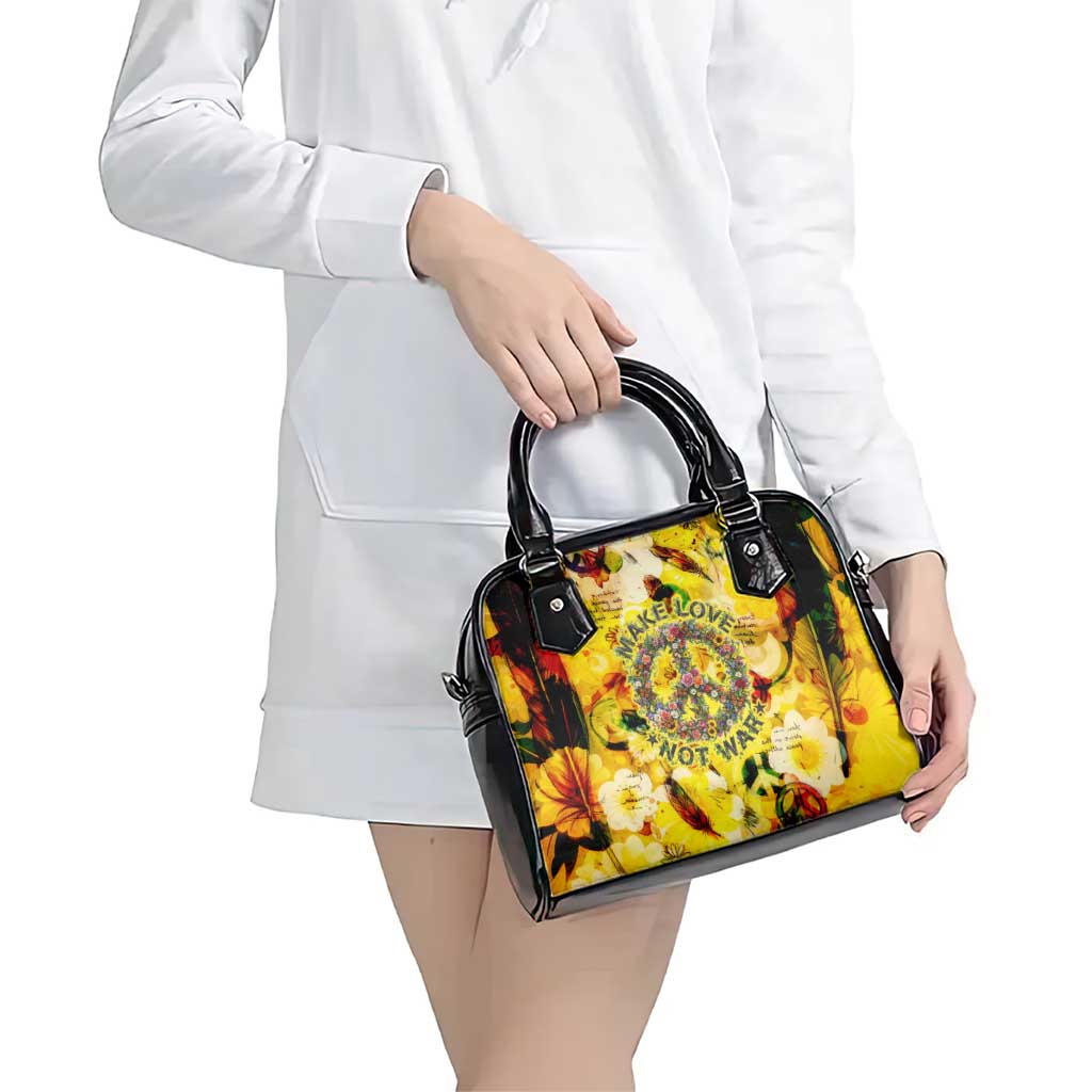 Make Love Not War Shoulder Handbag Hippie Flower Power Revolution