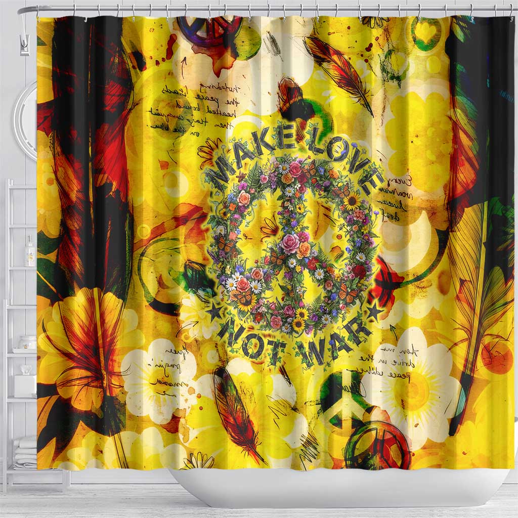 Make Love Not War Shower Curtain Hippie Flower Power Revolution