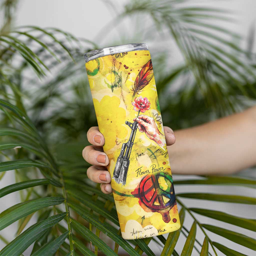 Make Love Not War Skinny Tumbler Hippie Flower Power Revolution