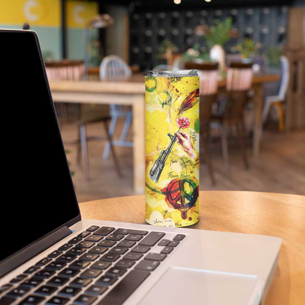 Make Love Not War Skinny Tumbler Hippie Flower Power Revolution