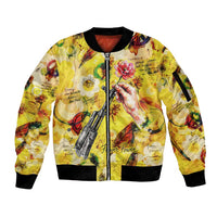 Make Love Not War Sleeve Zip Bomber Jacket Hippie Flower Power Revolution