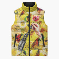 Make Love Not War Sleeveless Puffer Jacket Hippie Flower Power Revolution