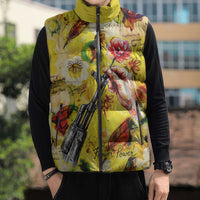 Make Love Not War Sleeveless Puffer Jacket Hippie Flower Power Revolution