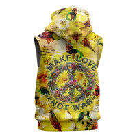 Make Love Not War Sleeveless Zip Hoodie Hippie Flower Power Revolution