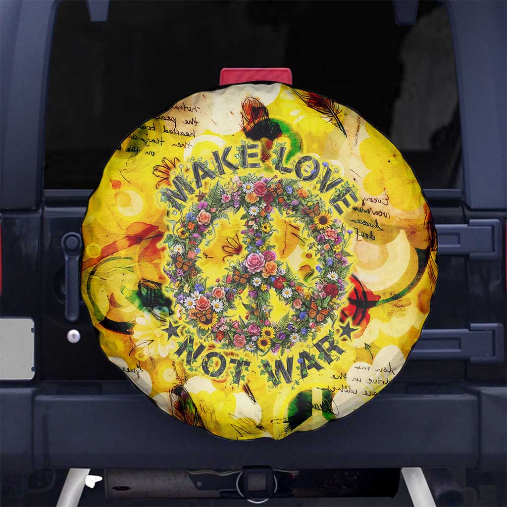Make Love Not War Spare Tire Cover Hippie Flower Power Revolution