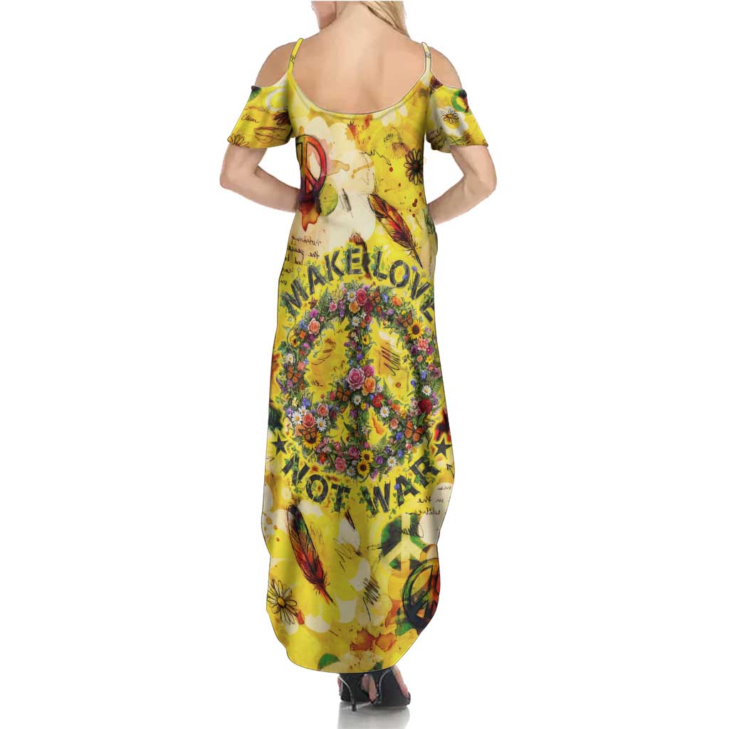 Make Love Not War Summer Maxi Dress Hippie Flower Power Revolution