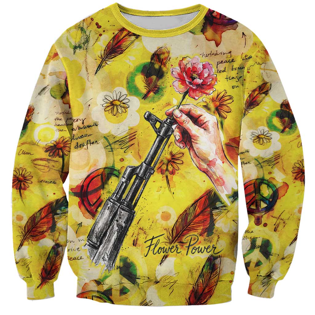 Make Love Not War Sweatshirt Hippie Flower Power Revolution