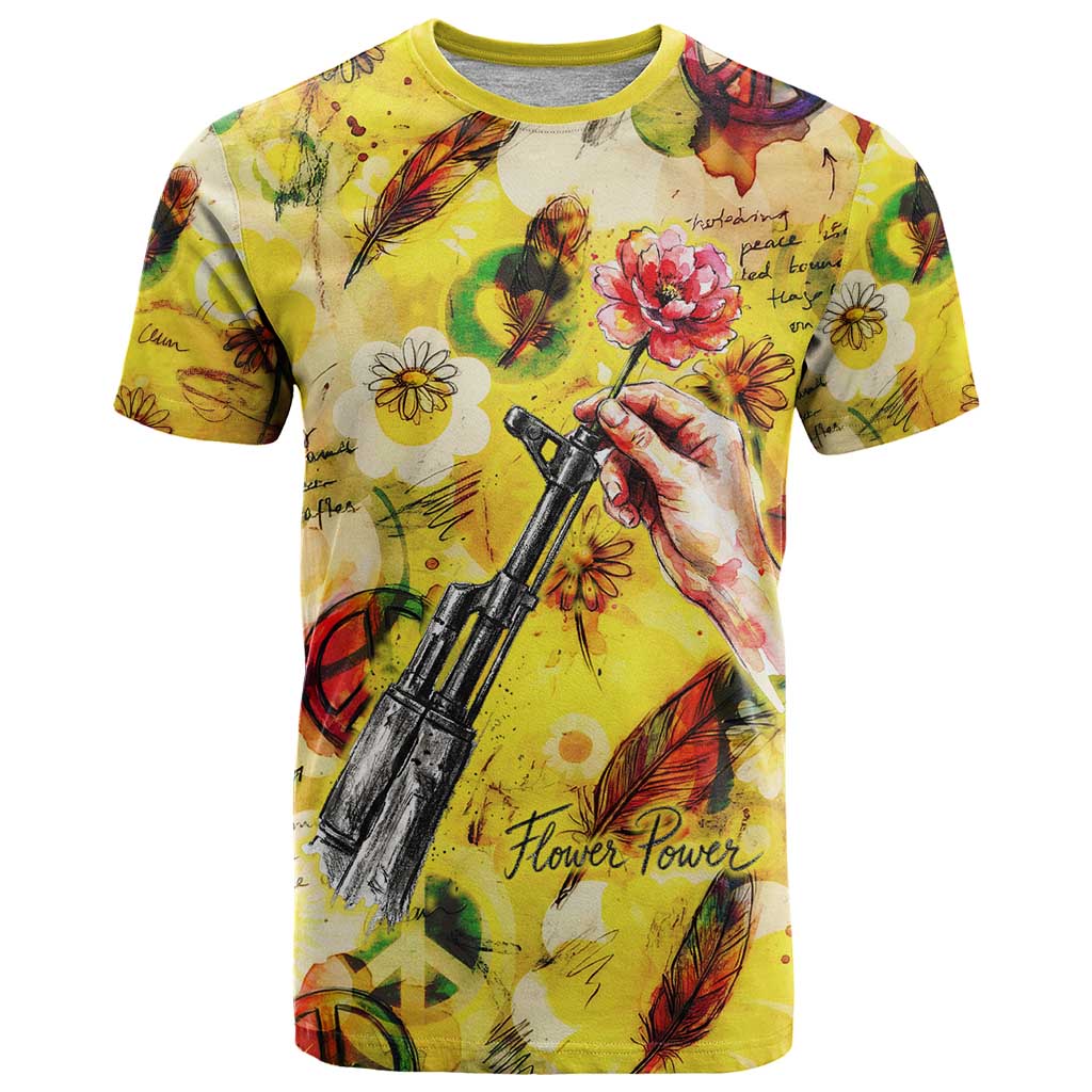 Make Love Not War T Shirt Hippie Flower Power Revolution