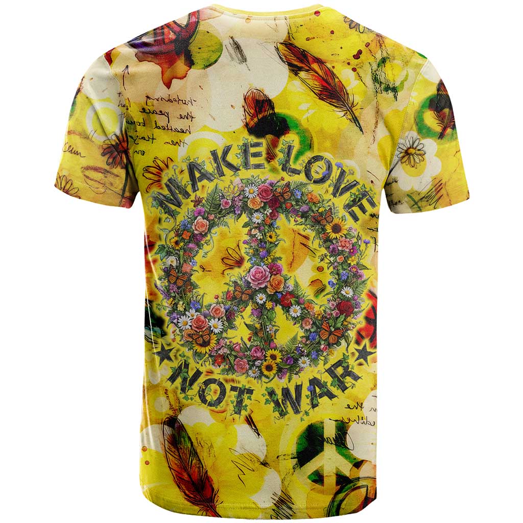 Make Love Not War T Shirt Hippie Flower Power Revolution