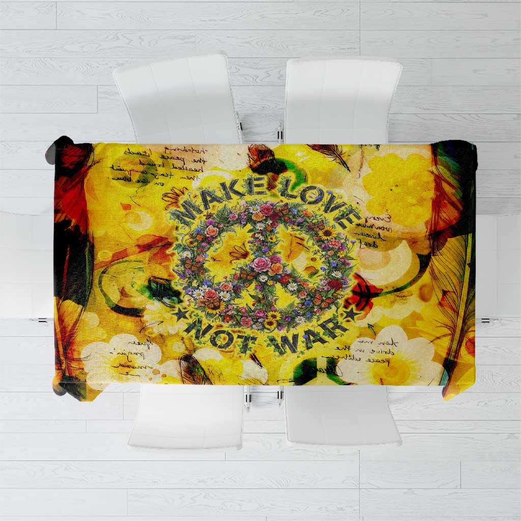 Make Love Not War Tablecloth Hippie Flower Power Revolution