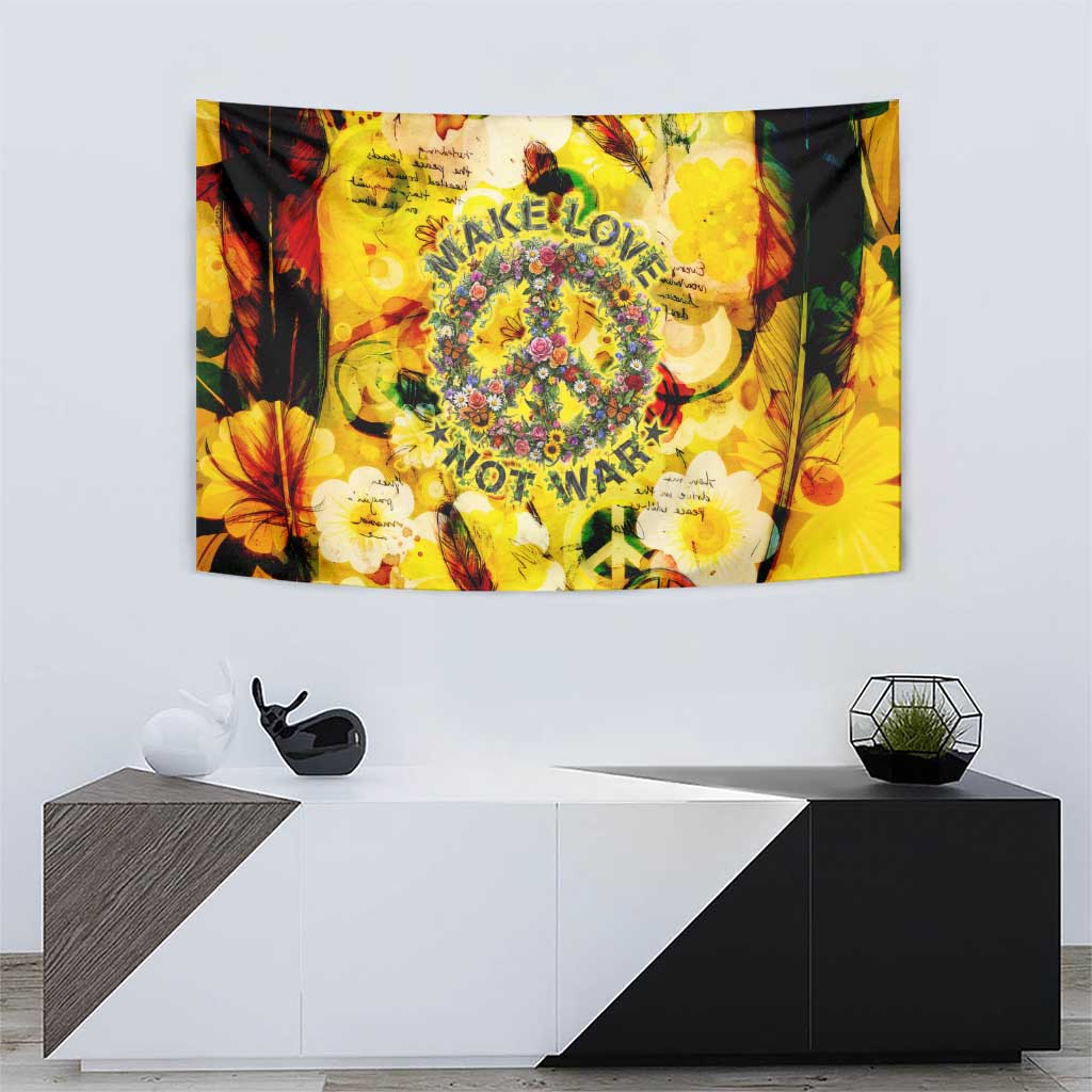 Make Love Not War Tapestry Hippie Flower Power Revolution