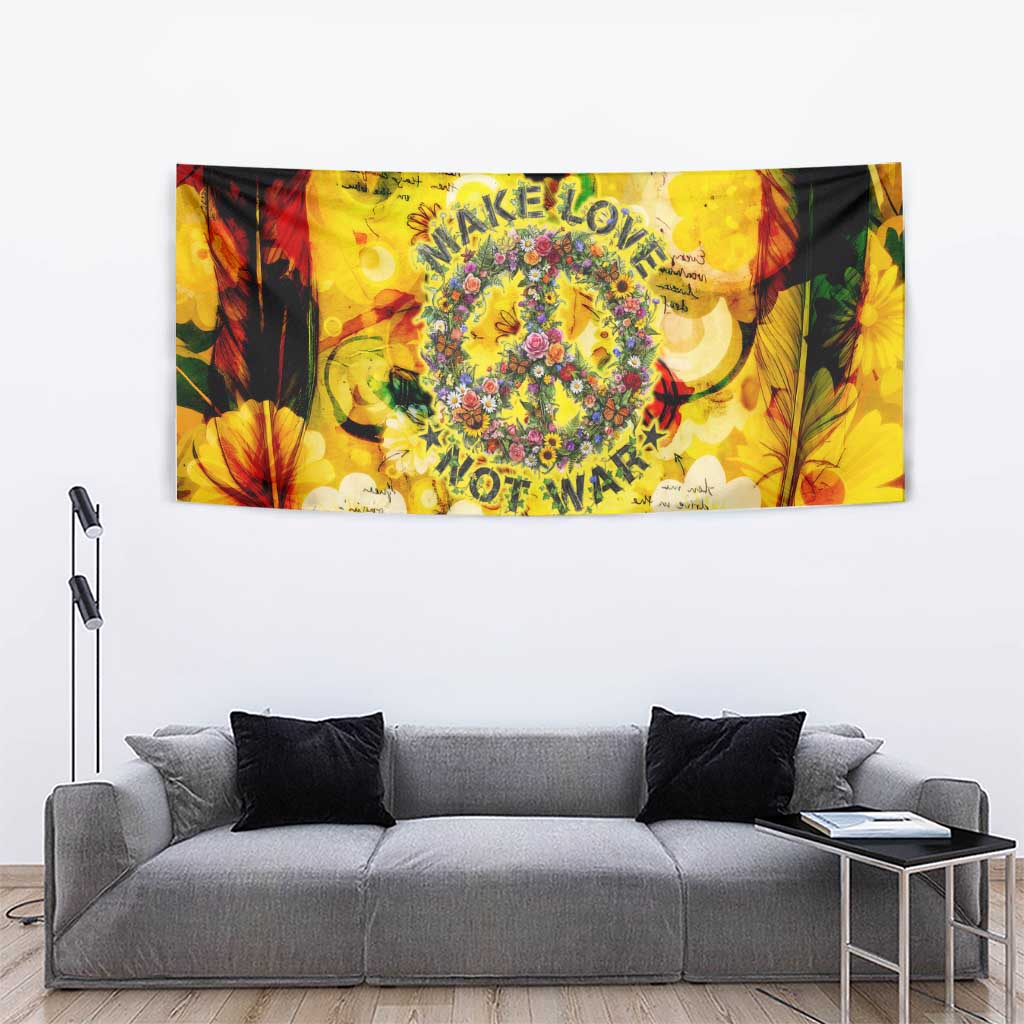 Make Love Not War Tapestry Hippie Flower Power Revolution