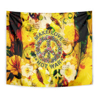 Make Love Not War Tapestry Hippie Flower Power Revolution