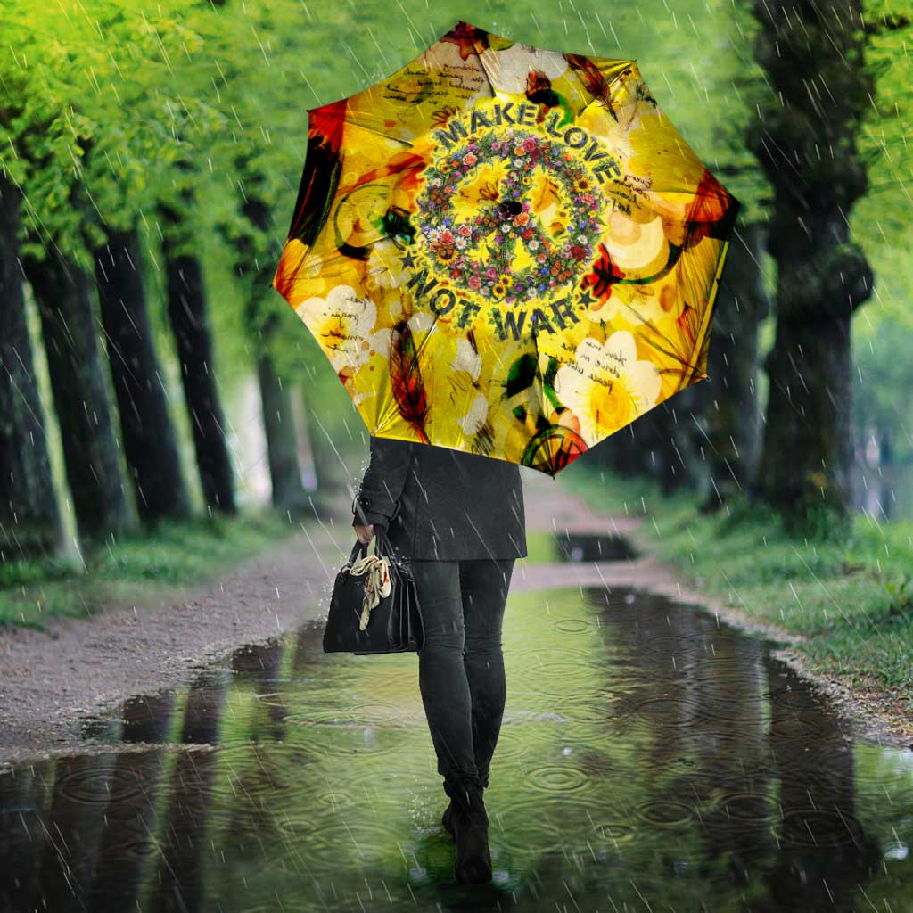 Make Love Not War Umbrella Hippie Flower Power Revolution