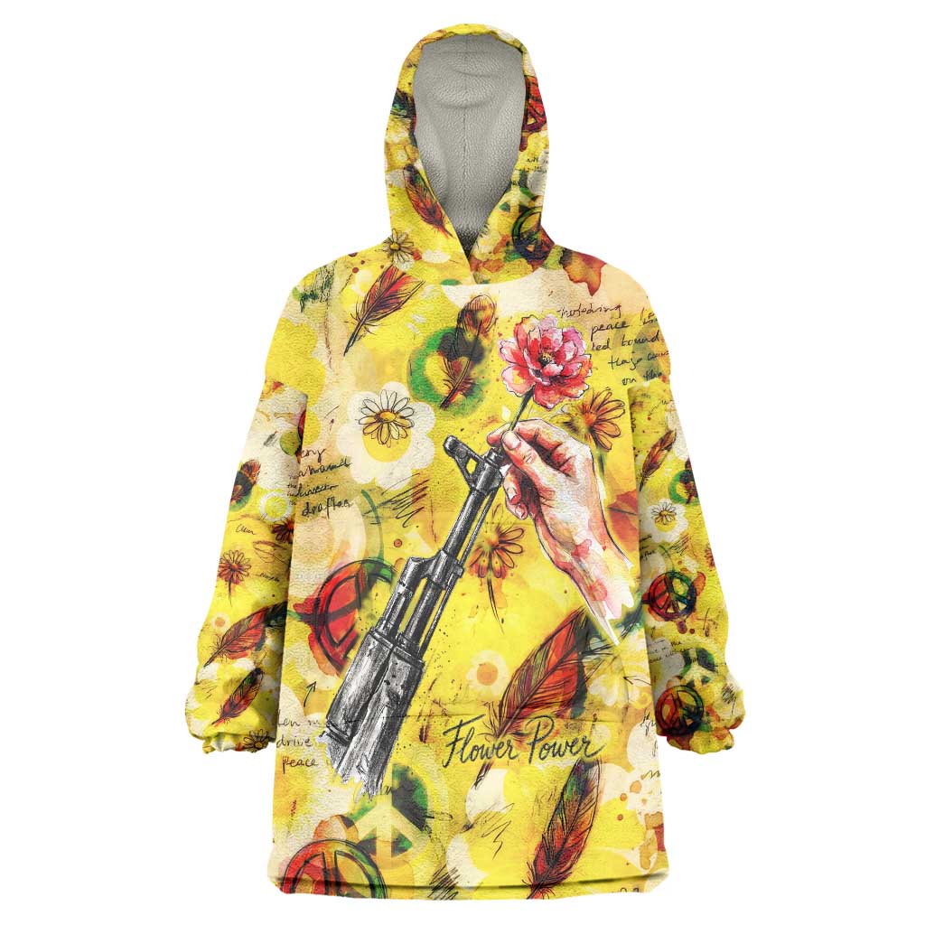 Make Love Not War Wearable Blanket Hoodie Hippie Flower Power Revolution