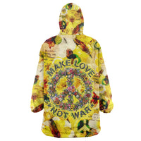 Make Love Not War Wearable Blanket Hoodie Hippie Flower Power Revolution