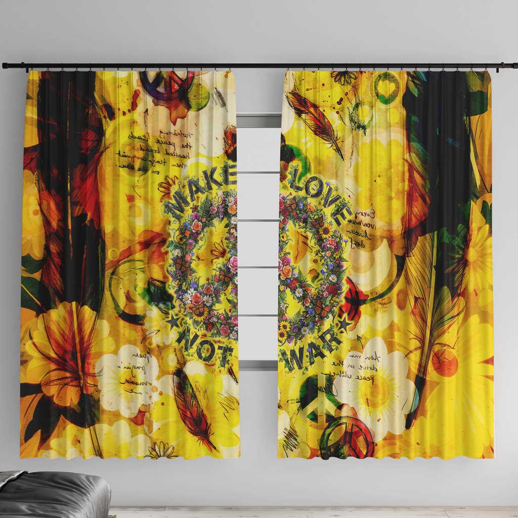 Make Love Not War Window Curtain Hippie Flower Power Revolution