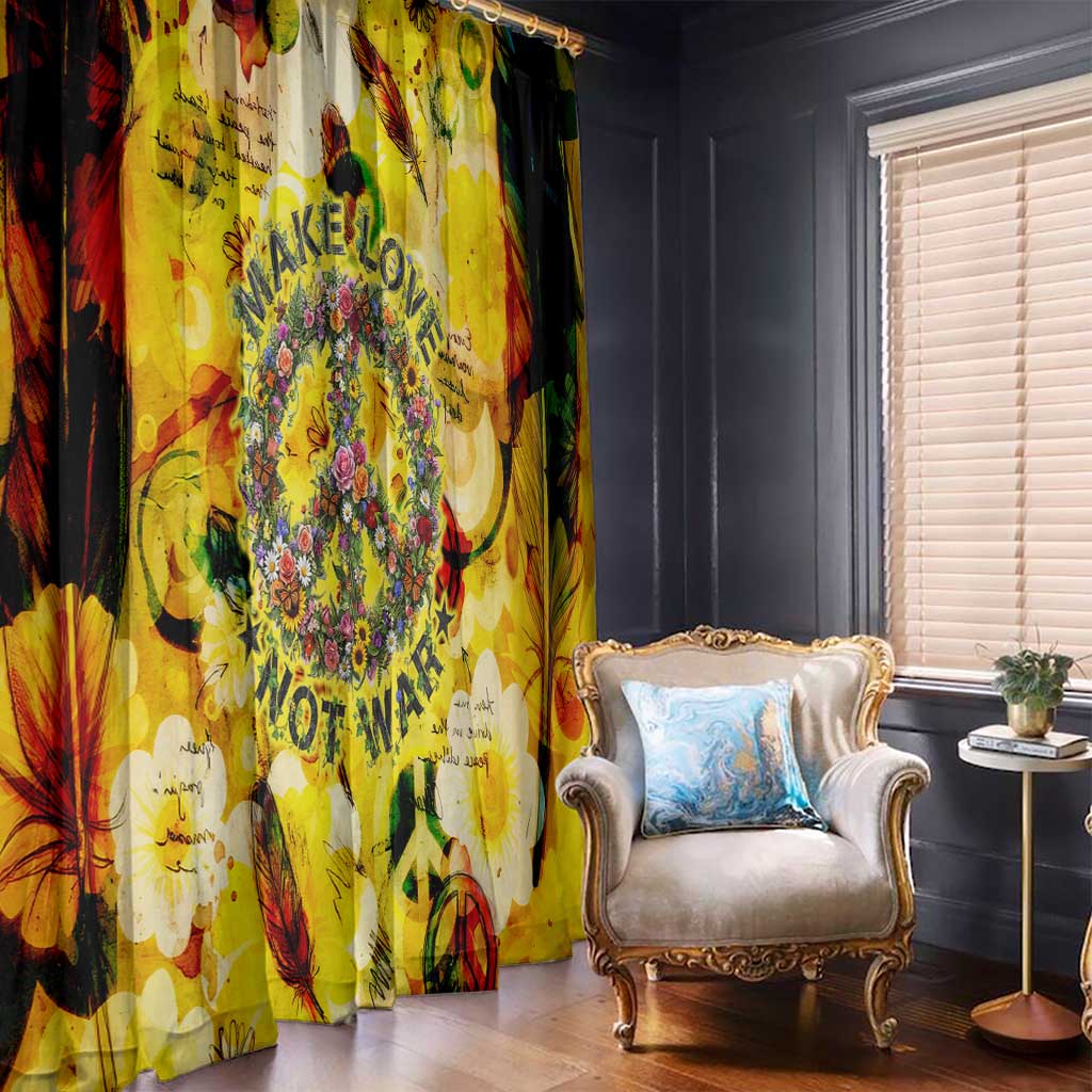 Make Love Not War Window Curtain Hippie Flower Power Revolution