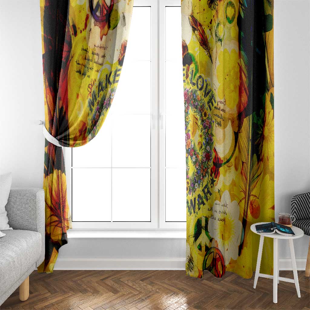 Make Love Not War Window Curtain Hippie Flower Power Revolution