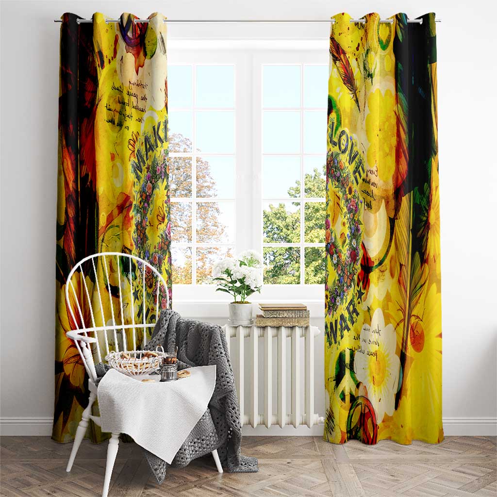Make Love Not War Window Curtain Hippie Flower Power Revolution