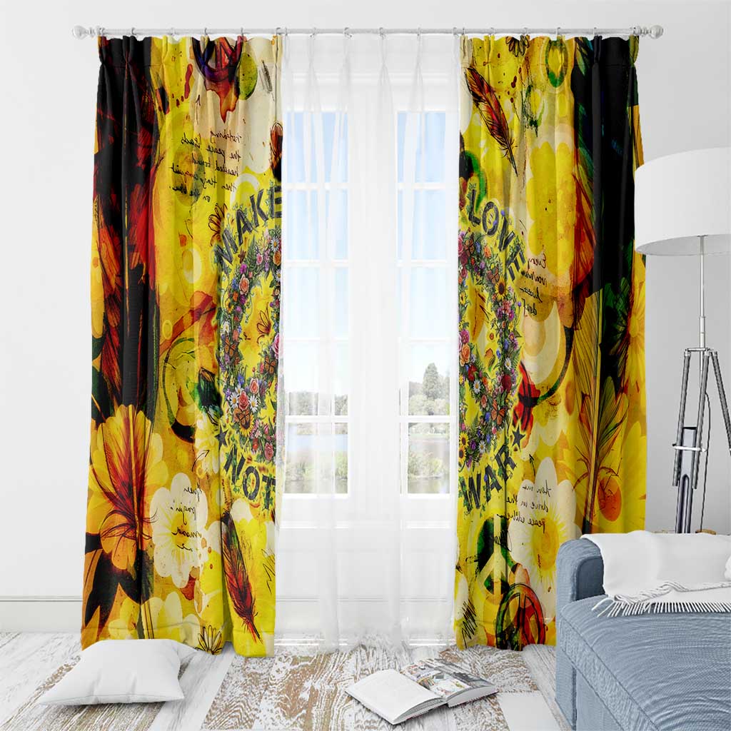 Make Love Not War Window Curtain Hippie Flower Power Revolution