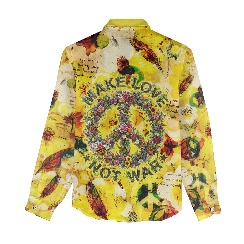 Make Love Not War Women Casual Shirt Hippie Flower Power Revolution