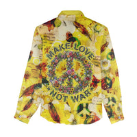 Make Love Not War Women Casual Shirt Hippie Flower Power Revolution