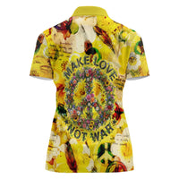 Make Love Not War Women Polo Shirt Hippie Flower Power Revolution