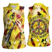 Make Love Not War Women Sleeveless Polo Shirt Hippie Flower Power Revolution