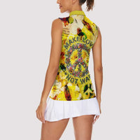 Make Love Not War Women Sleeveless Polo Shirt Hippie Flower Power Revolution