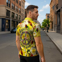 Make Love Not War Zipper Polo Shirt Hippie Flower Power Revolution