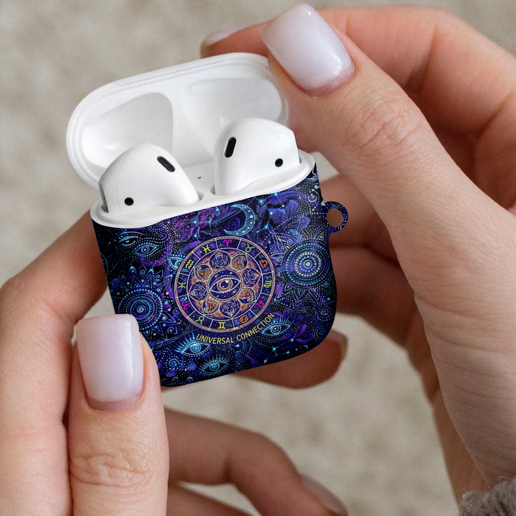 Universal Connection Zodiac AirPods Case Cosmic Eye and Sacred Om Vibration