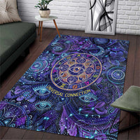 Universal Connection Zodiac Area Rug Cosmic Eye and Sacred Om Vibration