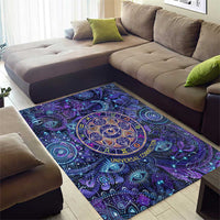Universal Connection Zodiac Area Rug Cosmic Eye and Sacred Om Vibration