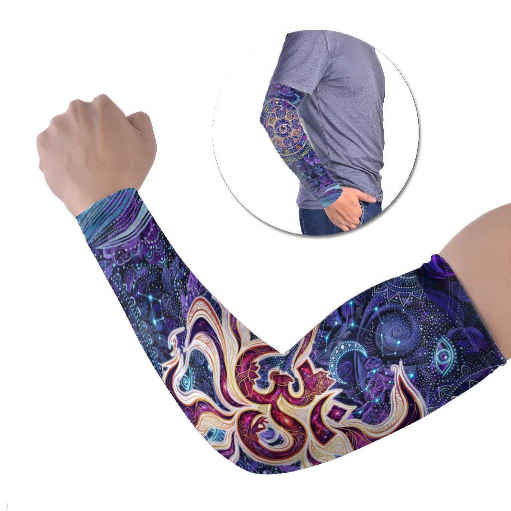 Universal Connection Zodiac Arm Sleeves Cosmic Eye and Sacred Om Vibration