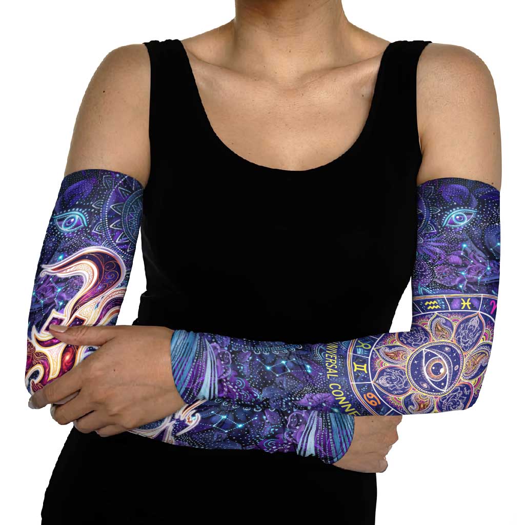Universal Connection Zodiac Arm Sleeves Cosmic Eye and Sacred Om Vibration