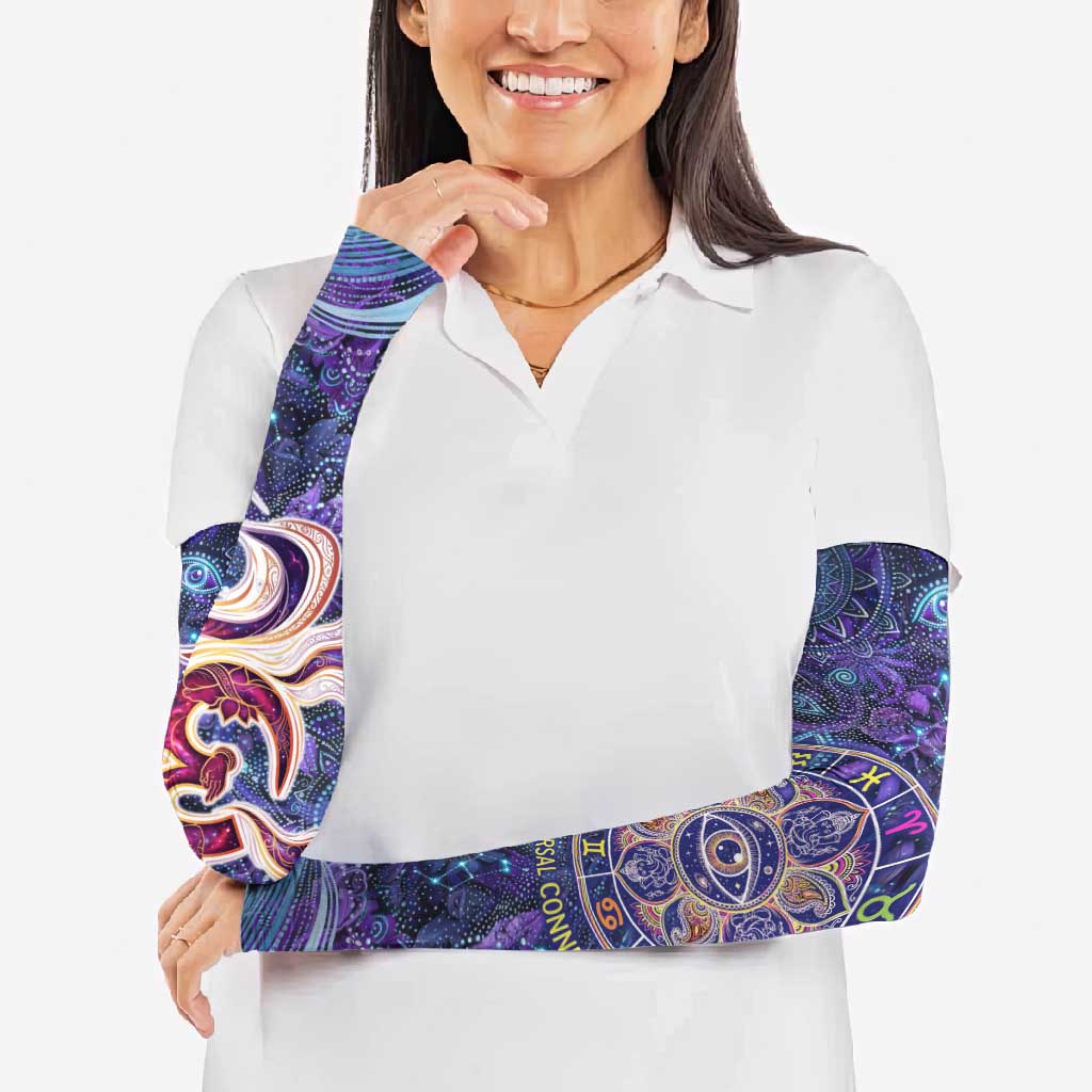 Universal Connection Zodiac Arm Sleeves Cosmic Eye and Sacred Om Vibration
