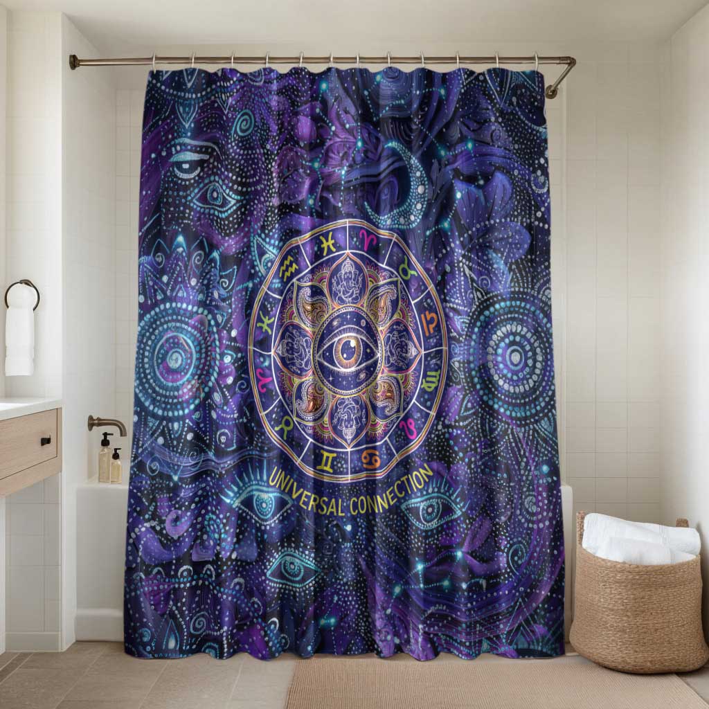 Universal Connection Zodiac Bathroom Set Cosmic Eye and Sacred Om Vibration