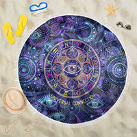 Universal Connection Zodiac Beach Blanket Cosmic Eye and Sacred Om Vibration
