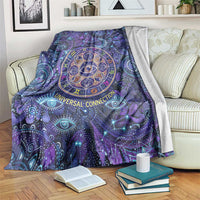 Universal Connection Zodiac Blanket Cosmic Eye and Sacred Om Vibration