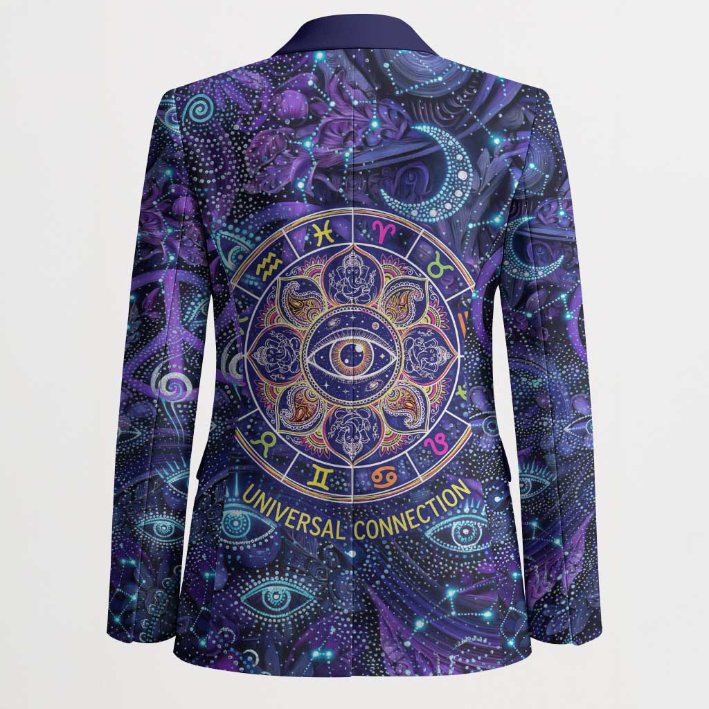 Universal Connection Zodiac Blazer Cosmic Eye and Sacred Om Vibration