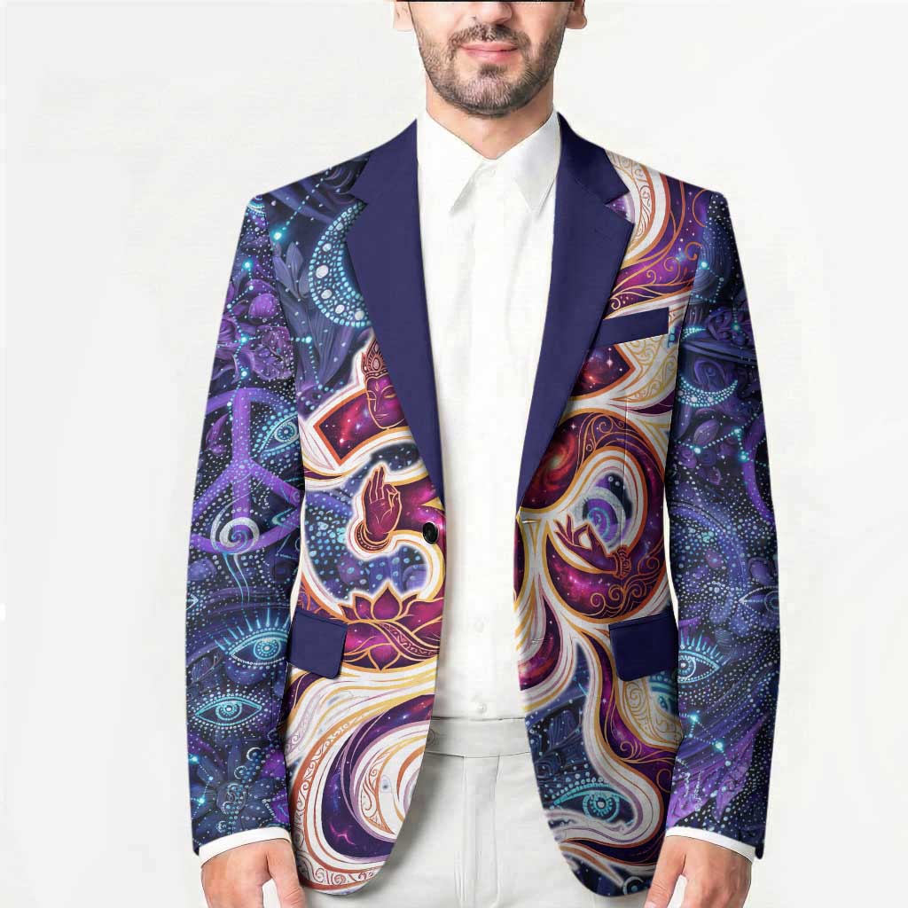 Universal Connection Zodiac Blazer Cosmic Eye and Sacred Om Vibration