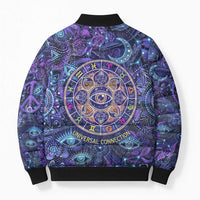 Universal Connection Zodiac Bomber Puffer Jacket Cosmic Eye and Sacred Om Vibration