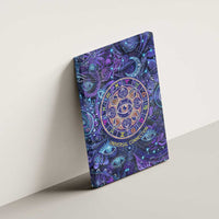 Universal Connection Zodiac Canvas Wall Art Cosmic Eye and Sacred Om Vibration